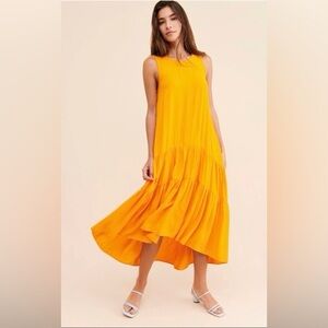 Anthropologie Maeve Marlene Tiered Maxi Dress Orange Boho Women’s Size S